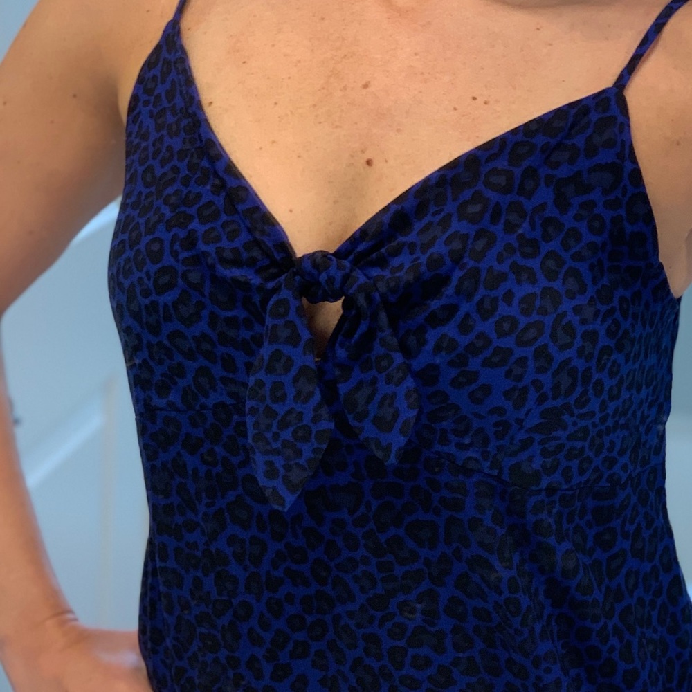Wild Fable tie front blue cheetah dress NWT